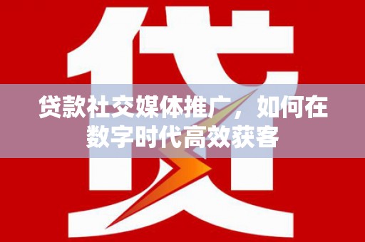 定海贷款社交媒体推广，如何在数字时代高效获客
