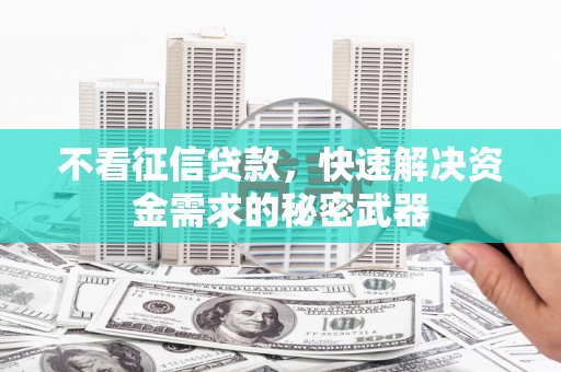 班玛不看征信贷款，快速解决资金需求的秘密武器