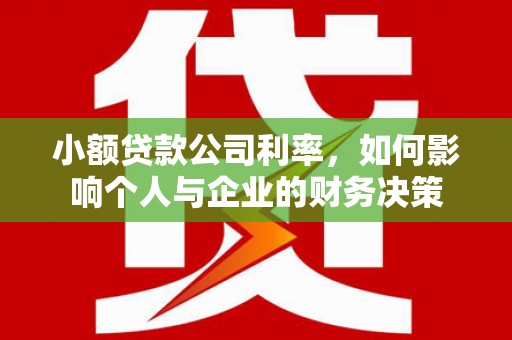 罗定小额贷款公司利率，如何影响个人与企业的财务决策