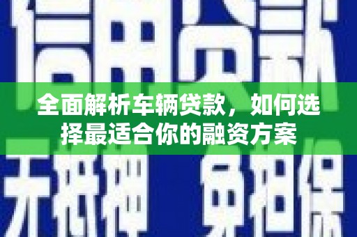 水里全面解析车辆贷款，如何选择最适合你的融资方案